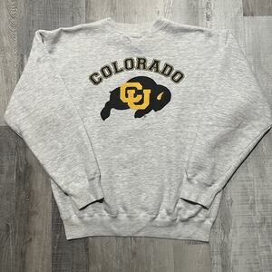 VTG University Of Colorado Sweatshirt Heavy Grey CU Buffs College 90s Crewneck M